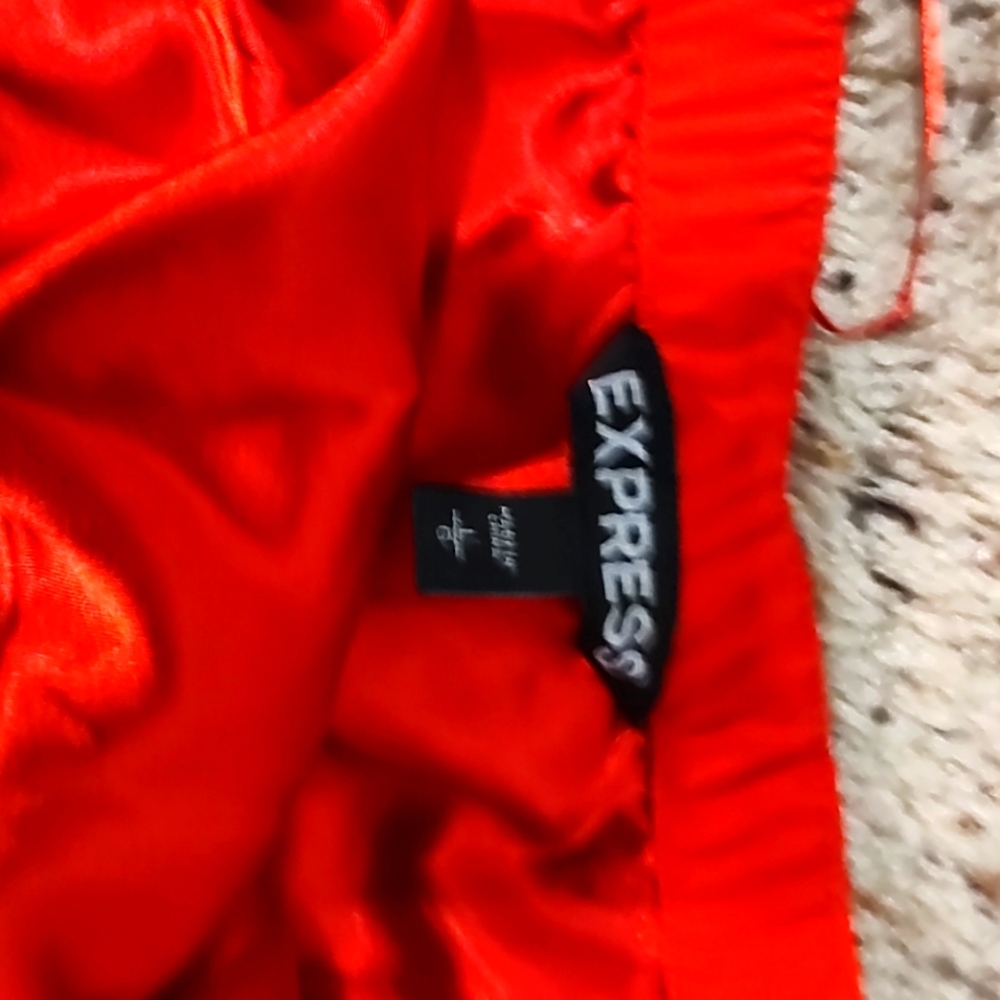 Express red strapless dress with belt